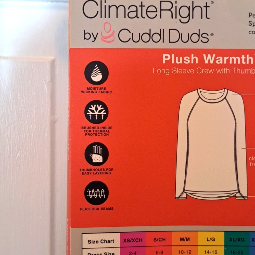 NIP Cuddl Duds ClimateRight Long Sleeve Plush Crew Base Layer Top Frigid Blue - Picture 4 of 4